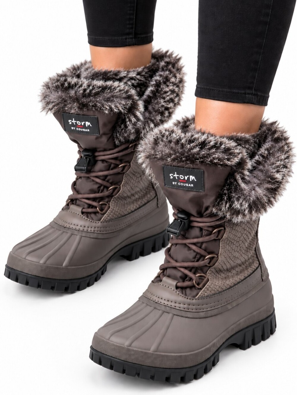 Storm by Cougar Women's Faux-Fur Trim Winter Boots in Brown